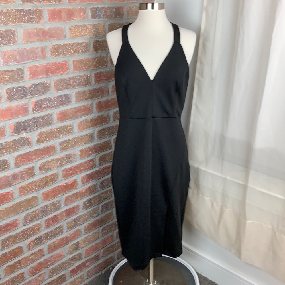 NWT Lulus Aglow Black Bodycon Midi Dress, L